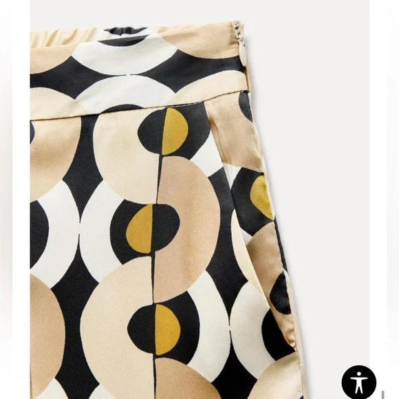 Zara GEOMETRIC PRINT STRAIGHT LEG PANTS Size XS NWT - Picture 5 of 6